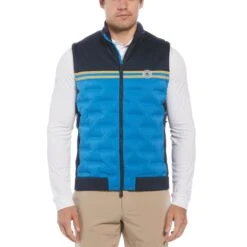 Original Penguin 80's Mixed Media Color Block Golf Vest Jacket