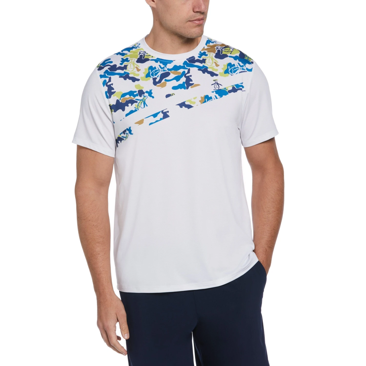 Asymmetric Camo Print Tennis Tee Original Penguin Asymmetric Camo Print Tennis Tee -Original Penguin Shop Asymmetric Camo Print Tennis Tee Bright White Original Penguin scaled