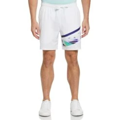 Original Penguin Asymmetric Print Performance 7" Tennis Short
