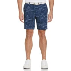 Original Penguin Beach Club Print Seersucker 8" Golf Shorts