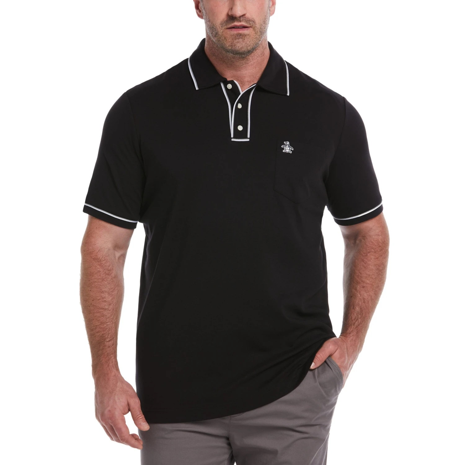 Big & Tall Organic Cotton 3D Earl™ Polo Original Penguin Big & Tall Organic Cotton 3D Earl™ Polo -Original Penguin Shop Big Tall Organic Cotton 3D Earltm Polo True Black Original Penguin scaled