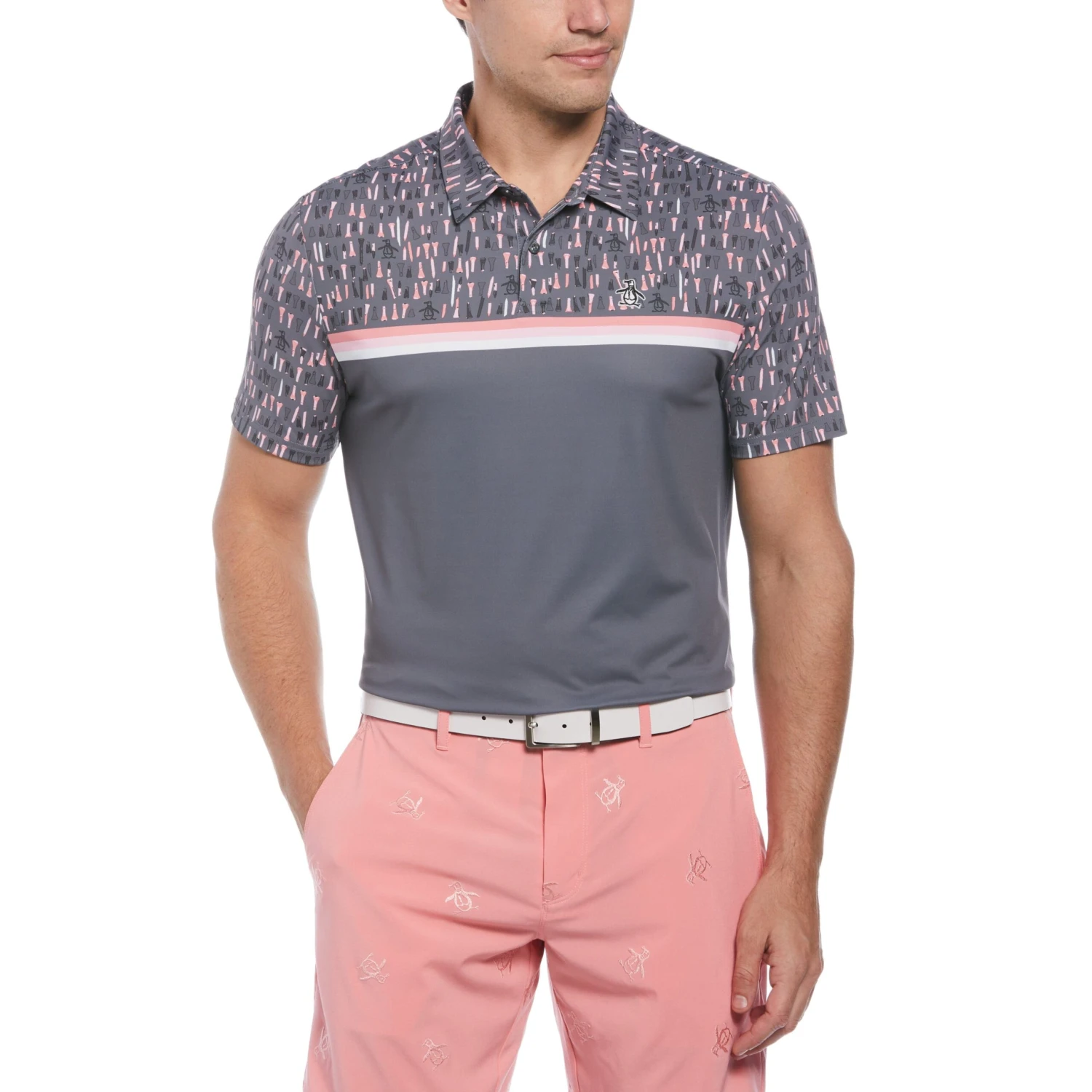 Broken Tees Novelty Block Print Golf Polo Original Penguin Broken Tees Novelty Block Print Golf Polo -Original Penguin Shop Broken Tees Novelty Block Print Golf Polo Quiet Shade Original Penguin scaled
