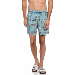 Original Penguin Collegiate Print Swim Shorts