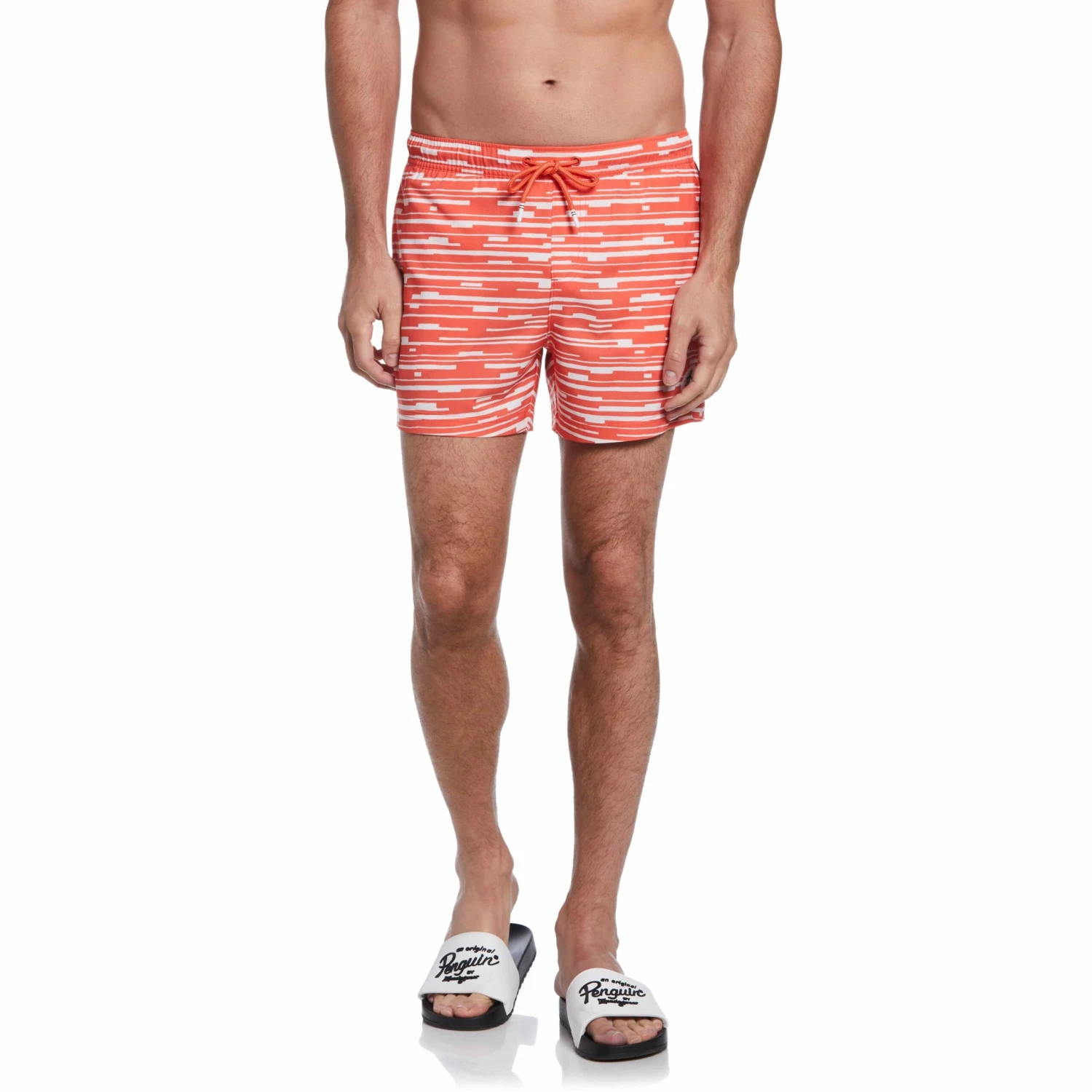 Glitch Print Swim Short Original Penguin Glitch Print Swim Short -Original Penguin Shop Glitch Print Swim Short Hot Coral Original Penguin scaled