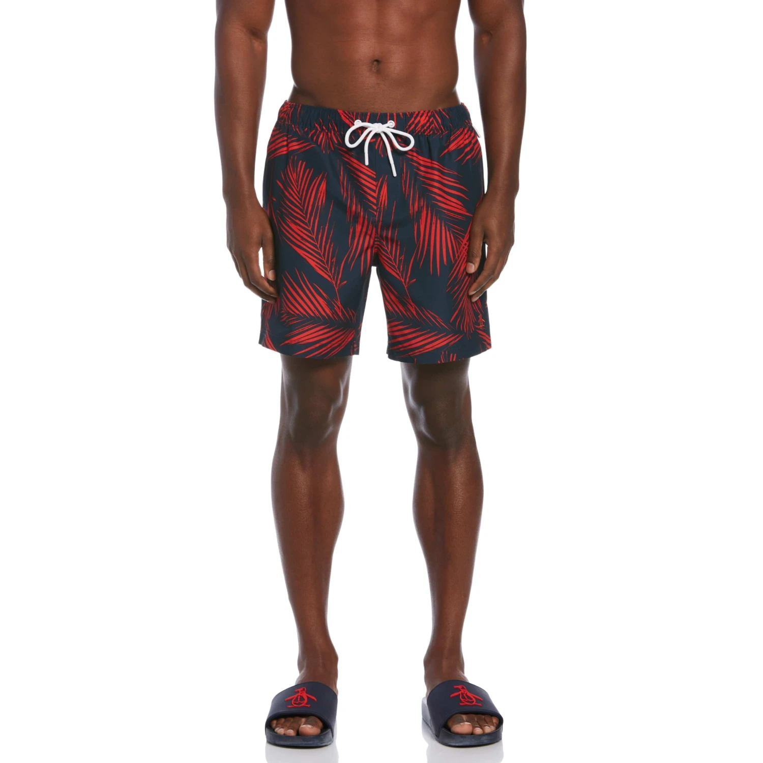 Leaf Print Swim Short Original Penguin Leaf Print Swim Short -Original Penguin Shop Leaf Print Swim Short High Risk Red Original Penguin 2 scaled
