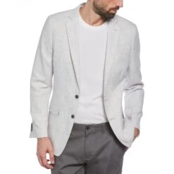 Original Penguin Light Grey Plaid Linen Blazer