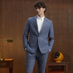 Original Penguin Navy Plaid Linen Blend Two Piece Suit -Original Penguin Shop Navy Plaid Linen Blend Two Piece Suit Original Penguin 3