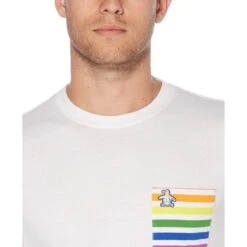 Original Penguin Pride Rainbow Stripe Pocket T-Shirt -Original Penguin Shop Pride Rainbow Stripe Pocket T Shirt Original Penguin 3