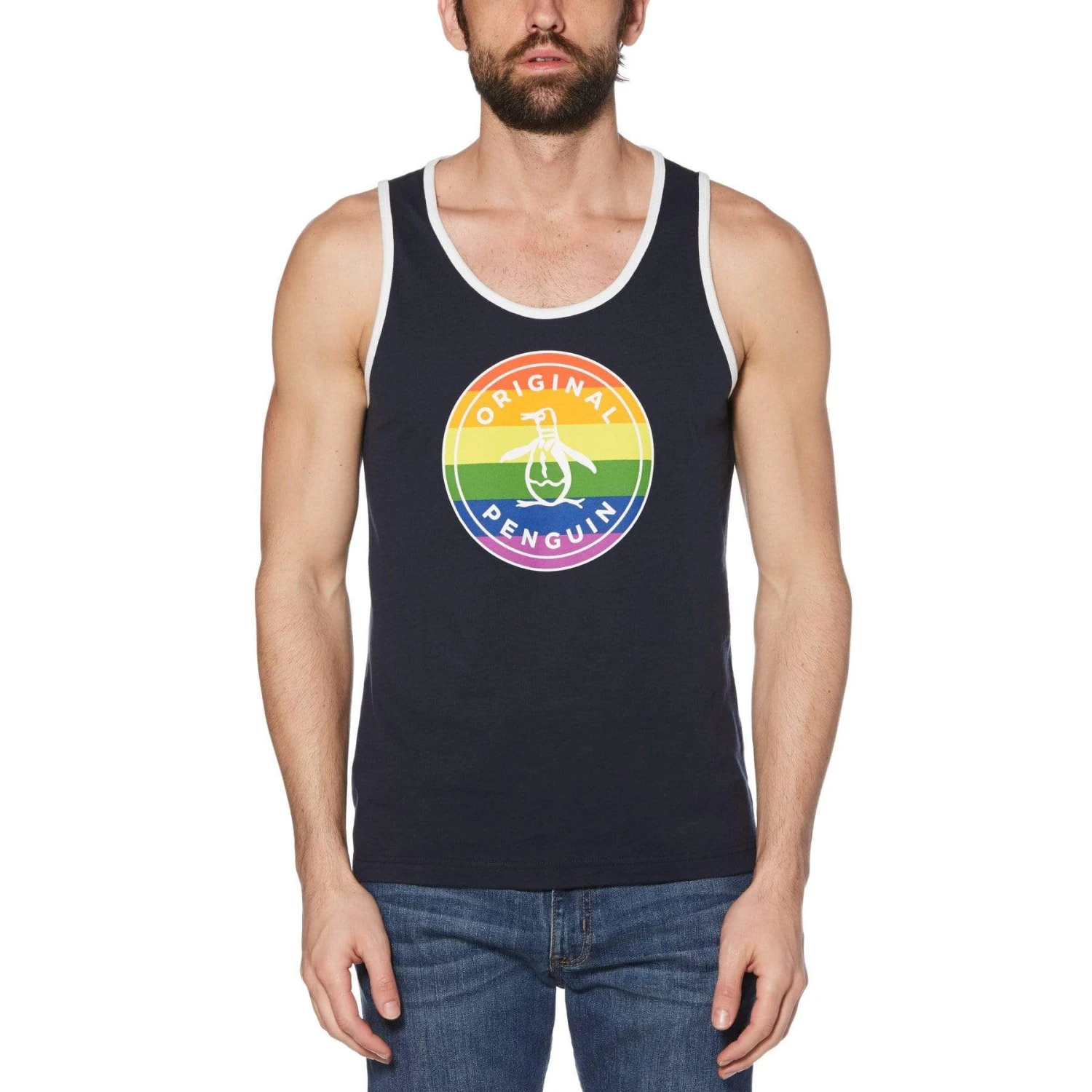 Pride Stamp Logo Tank Original Penguin Pride Stamp Logo Tank -Original Penguin Shop Pride Stamp Logo Tank Dark Sapphire Original Penguin