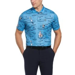 Original Penguin Short Sleeve All Over Polar Pete Print Oxford Polo