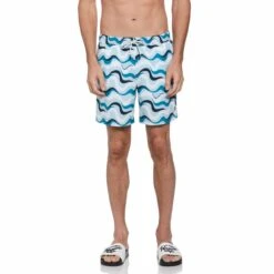 Original Penguin Wave Print Swim Short