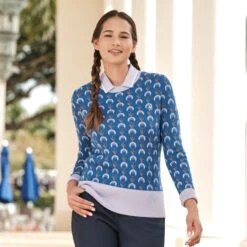 Original Penguin Women's Jacquard Floral Golf Sweater