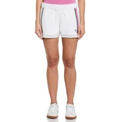 Original Penguin Women's Mesh Hem Contrast Stripe Tennis Shorts
