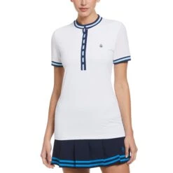 Original Penguin Women's Stripe Rib Collar Golf Shirt